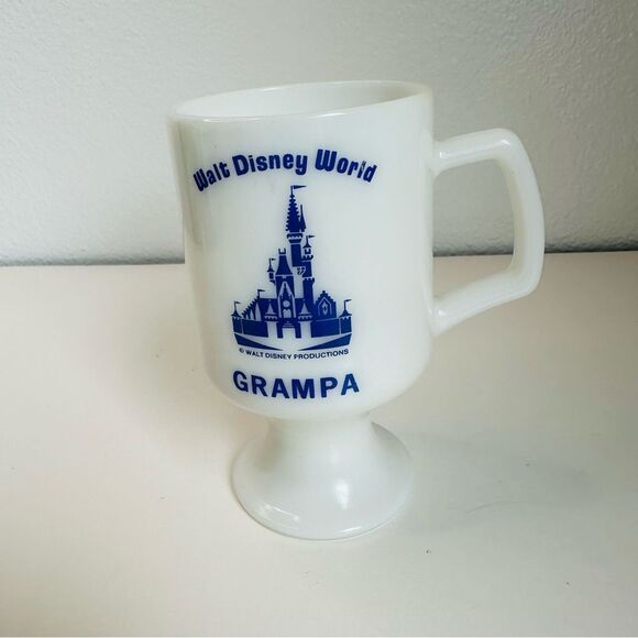 Walt Disney Productions DISNEY WORLD Castle Milk Glass Grampa Mug Cup Grandpa - Picture 1 of 4